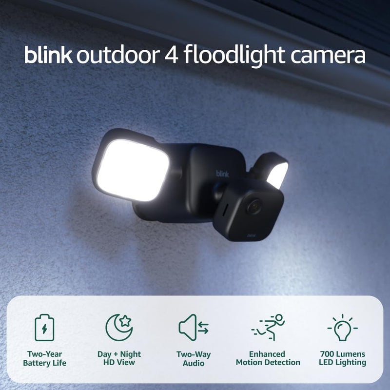 Blink Outdoor 4 Floodlight Camera — Wireless smart security camera, 700 lumens, two-year battery life, enhanced motion detection, Sync Module Core included — 1 camera system - Image 1